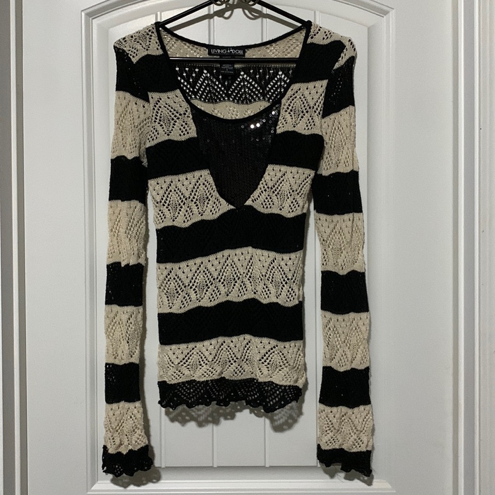 Living Doll size small long sleeve top beautiful sequins detail